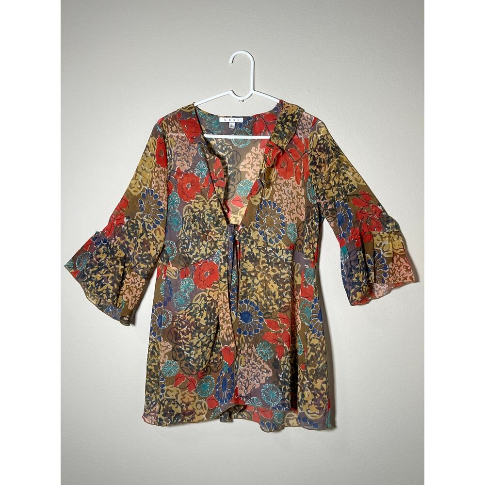 90s Whimsy Goth Sheer Floral Duster Blouse // Fairycore Boho Festival Topper